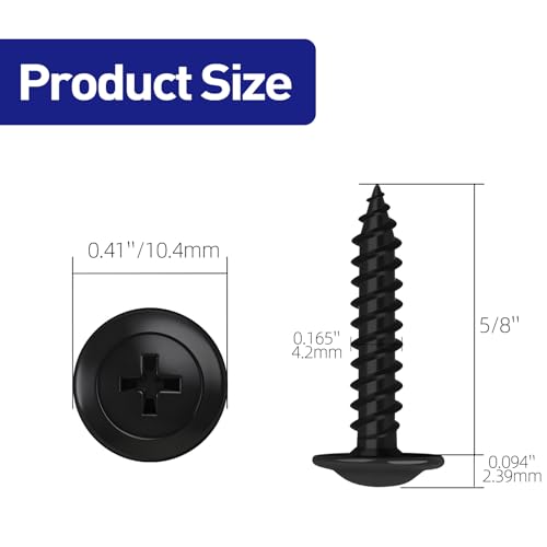 #8 x 5/8" Truss Head Fast Self Tapping Screws, Alloy Steel Wood Screws, Black Finish, Full Thread, Screwdriver Bit Included, 100 PCS - color: Black, size: #8 x 5/8"
