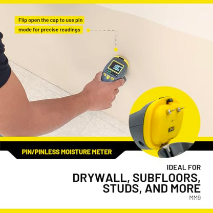 General Tools MM9 Moisture Meter for Wood, Walls & Drywall Detection - size: Pin & Pinless