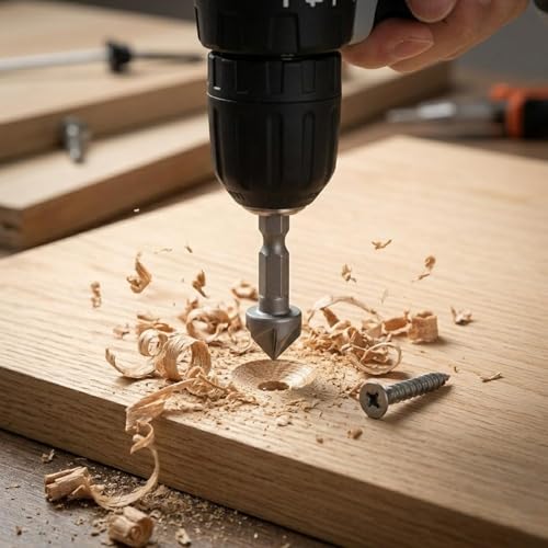 2Pcs 1/4 Hexagonal Shank Five Blade Countersunk Drill 12.7mm Woodworking Hole Opener Spot Facer Deburring Drill Bit Set