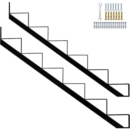 Steel Stair Riser 6 Step, 49.6" H Metal Stair Stringers for Deck - size: 6 Step