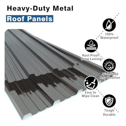 Metal Roofing Panels 20 PCS 112 sq.ft 42.52" x 18.9" Corrugated Galvanized Roof Panels, Waterproof Siding Panels with 200 Pcs Screws for Garages, Sheds, Stables and Mobile Homes