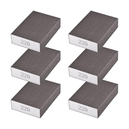 6Pcs 220 Grit Sanding Sponges, Wet Dry Sanding Blocks - size: 220Grit