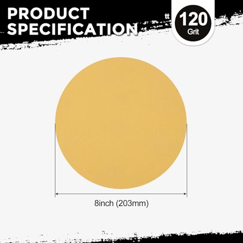 25Pcs Sanding Discs 8In 120Grit Hook and Loop Sandpapers Yellow - color: Yellow, size: 8 Inch(120 Grit)