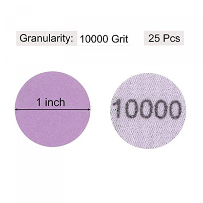 uxcell 25Pcs 1-Inch Purple Sanding Discs 10000 Grits Hook and Loop Professional Aluminum Oxide Sand Paper Mini Size for Wood Metal Paint Finishing - style: 10000 Grit