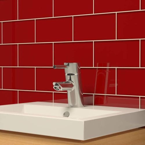 STICKGOO Peel and Stick Subway Tile, Stick on Tiles Backsplash for Kitchen & Bathroom in Red (Pack of 10, Thicker Design) - color: Red