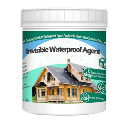 QUKLOGEN 1Kg/35.3Fl.oz Invisible Waterproof Agent Indoor&Outdoor Waterproof Coating Set Transparent Liquid Sealant with Wooden Brush Resistant Work Gloves Putty Shovel Cut - style: 1Kg/35.3Fl.oz
