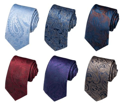 joy alice Tie For Men 6 PCS Necktie Woven Jacquard Neck Ties Set Neck Ties - color: Sky Blue Purple Brown Burgundy