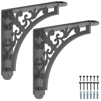 SELEWARE Heavy Duty Shelf Brackets 8" Decorative L Brackets, Classic B 2Pcs - style: Classic B-2 pack