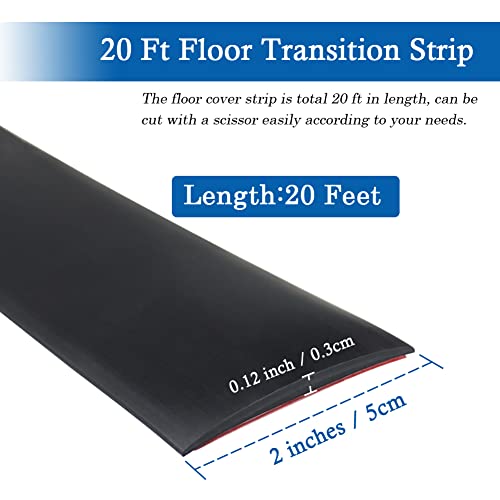 FONUNO Vinyl Floor Transition Strip Self Adhesive Threshold Strip - color: Black, size: 2 Inch x 20 Feet