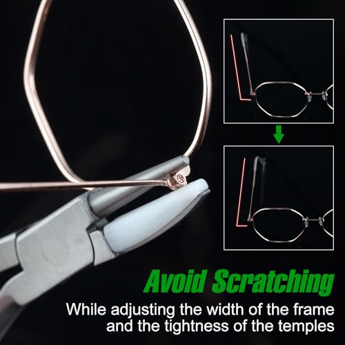 8 Pairs Replacement Nylon Jaws for Flat Nose & Half Round Eyeglasses Frame Pliers, Nylon Tip Replacement Jaws, Smooth Tip Inserts for Eyeglasses Repair Arm Forming - size: 16 piece