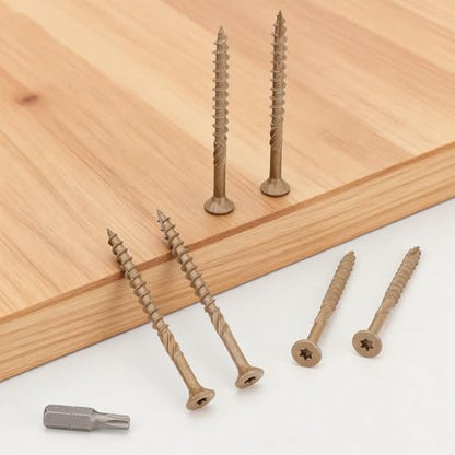#10 * 3" Deck Screws(100pcs), Exterior Wood Screws, Rust Resistant epoxy Coated, Bronze, T25 Star Bit - size: #10 * 3"