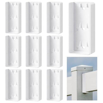 Nuanchu 10 Pcs Vinyl Fence Brackets White 2"x6" - size: 2" x 6"