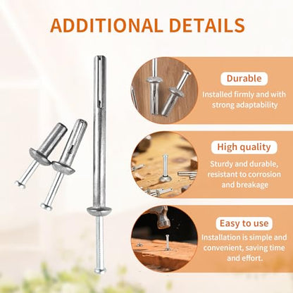 1/4" x 2"Hammer Drive Nail-in Anchors 30 Pack – Cement Wall Anchors for Concrete Brick Block – Zinc Plated Masonry Fasteners for Electrical Boxes, Brackets, Frames - size: 1/4x2"