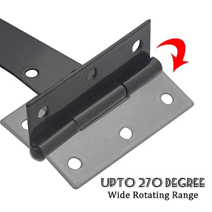 6Pack 5Inch Black T-Strap Heavy Duty Barn Gate Hinges for Shed Doors, Barn Doors, Vents, etc. - size: 5 Inch