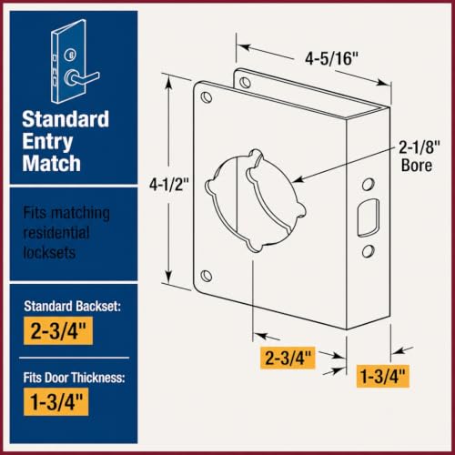 Prime-Line MP9457 Lock and Door Reinforcer, 1-3/4 x 2-3/8 In.