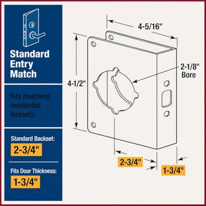 Prime-Line MP9457 Lock and Door Reinforcer, 1-3/4 x 2-3/8 In.