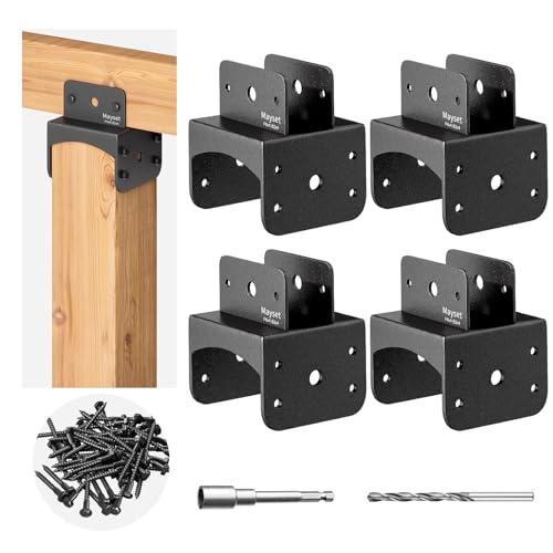 Post Anchor Connector,Stainless Steel Beam Anchor Connector, Post Base Bracket for Supporting Wood Beams (4, P4x4-B2x4) - size: P4x4-B2x4