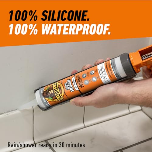 Gorilla 100% Silicone Waterproof Caulk, Clear, 10 oz Cartridge - color: Clear, size: 10oz