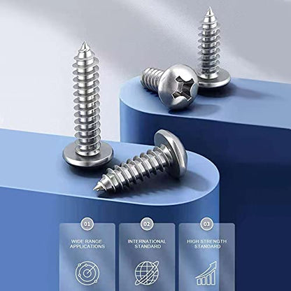 #4 x 5/8" Wood Screw 100Pcs 18-8 (304) Stainless Steel Pan Head Fast Self Tapping Drywall Screws by SG TZH - size: #4 x 5/8"