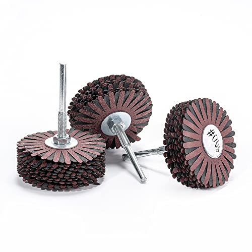 7-Pack Abrasive Cloth Flap Wheel - 1/4 Inch Shank for Woodworking Root Carving Furniture Polishing,Mop Sander Sanding80, 120, 150, 180, 240, 320, 400 Grit,Sanding Mops Woodworking - style: 7pcs