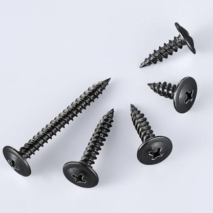 Wensilon（600 pcs）#6×1/2" Phillips Truss Head Wood Screws Black Galvanizing Quick Metal Self Tapping. - color: Black, size: #6×1/2"