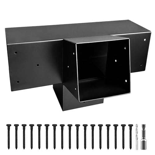 1Pack 4-Way Pergola DIY Bracket,15° Slant Angled Brackets for 6" x 6"(Actual:5.5" x 5.5") Wood Post to Beams,Heavy Duty Metal Brackets for Outdoor Pavilion,Proch,Log Cabin