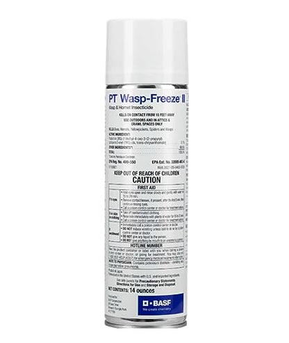BASF PT Wasp-Freeze Insecticide for Wasp, Hornet, Yellowjacket & Spider Killer, Quick Knockdown Spray, Indoor or Outdoor Use, 14 oz, Case of 12 - size: 14 Ounce (Pack of 12)