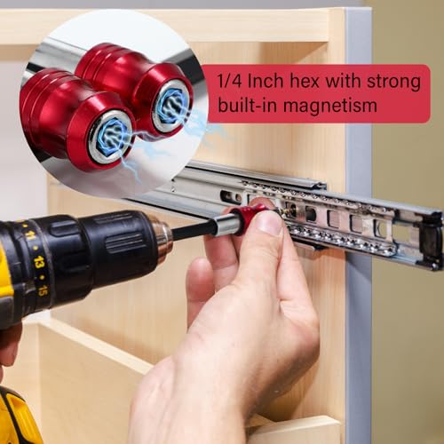 Lasnten 9 Pcs Drill Bit Extension Set 6'' 4'' 2'' Magnetic Drill Extension Bit Holder Drill Bit Extender 1/4 Inch Hex Bit Holder with 9 Bits Adjustable Depth Screwdriver for Impact Driver