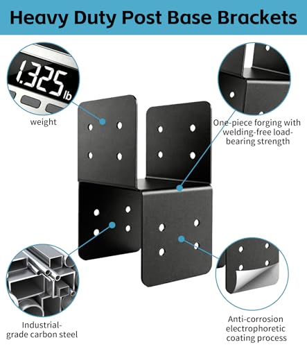 2 Pack 4x4 Heavy-Duty Post Bracket for Outdoor Pergolas Gazebos Decks - size: 2 Pack Small Brackets 4"x4"