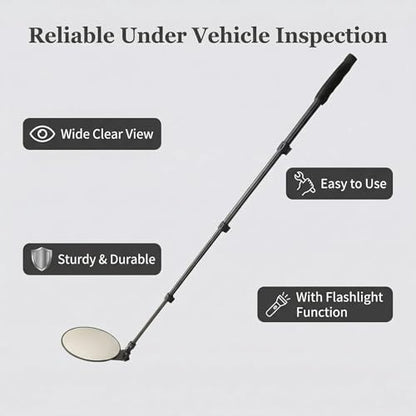 Under Vehicle Inspection Mirror – 8" LED, 180° Adj., Telescoping Handle