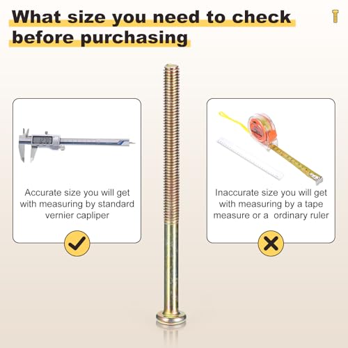 METALLIXITY Furniture Crib Screw Replacement Set M6-1x40/50/60/70/80 50Pcs - color: Yellow, size: M6-1x40/50/60/70/80mm