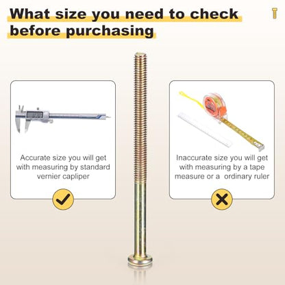METALLIXITY Furniture Crib Screw Replacement Set M6-1x40/50/60/70/80 50Pcs - color: Yellow, size: M6-1x40/50/60/70/80mm