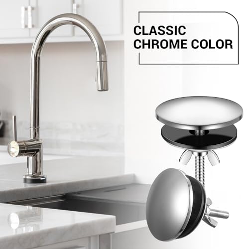 LEIFIDE 2 Pcs Kitchen Sink Faucet Hole Cover, Polished Chrome - color: Polished Chrome