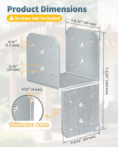 4x4 Hanger Bracket, T Post Caps Brackets for Wood, Galvanized-4PCS - color: Galvanized-4PCS