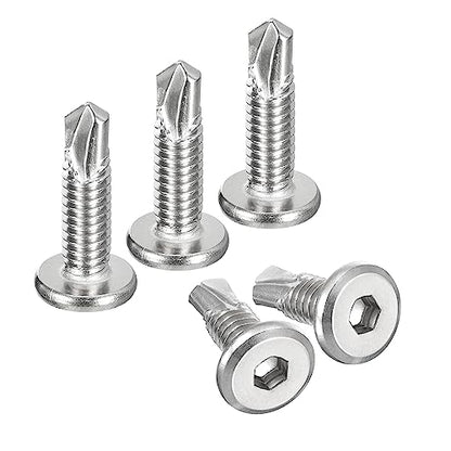 uxcell 100pcs Hex Socket Self Tapping Screws 1/4 x 1, 410 SS, Silver - color: Silver, size: 1/4 x 1"
