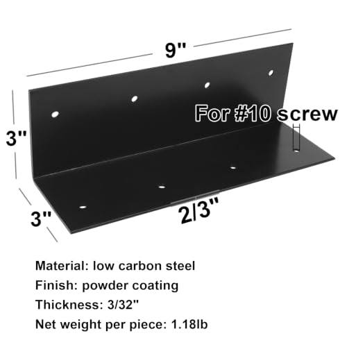 4 Pack 9" x 3" Black Raised Bed Garden Corner Bracket for Wood - size: 9" x 3"