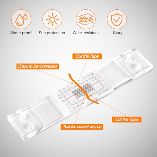 Precision Crack Monitoring Gauge with Dual-Axis Measurement - Standard & Corner Crack Detector for Walls, Concrete (5PCS)