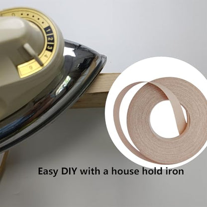 Maple Wood Veneer Edge Banding Tape,7/8 inch ×50ft Preglued Iron On Wood Veneer,Backed with Hot Melt Self Adhesive Strips,Plywood Edgebanding Roll for Shelf Desk Door Edging Restoration - size: 7/8" x50'