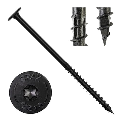 SPAX 5/16" x 6" Powerlags XF Exterior Pancake Head Structural Wood Lag Screws (150 pcs) T40 T-Star HCR Heavy Duty Timber Landscape Deck Structures High Corrosion Resistant - size: 5/16" x 6"