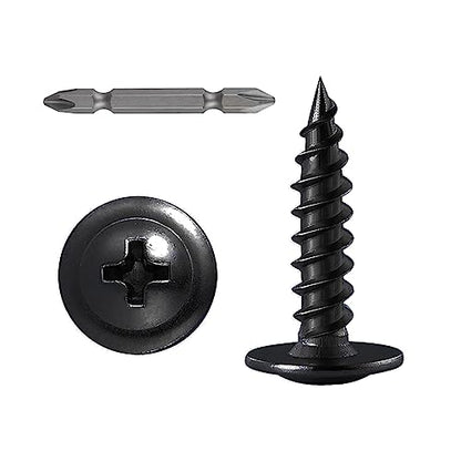 Wensilon（600 pcs）#4×5/8" Phillips Truss Head Wood Screws Black Galvanizing Quick Metal Self Tapping. - color: Black, size: #4×5/8"