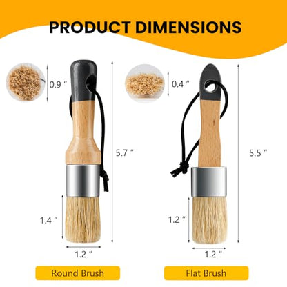 Chalk Paint Brush, 2 Pack Wax Brushes with Natural Bristle - size: Small Round, 2 Pack