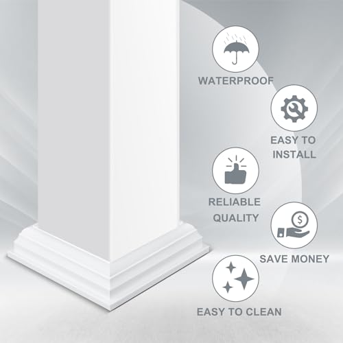 Thyle 2 Pack 5x5 Inch Vinyl Post Skirts One-piece Post Base Trim, White - size: 5x5 Inch