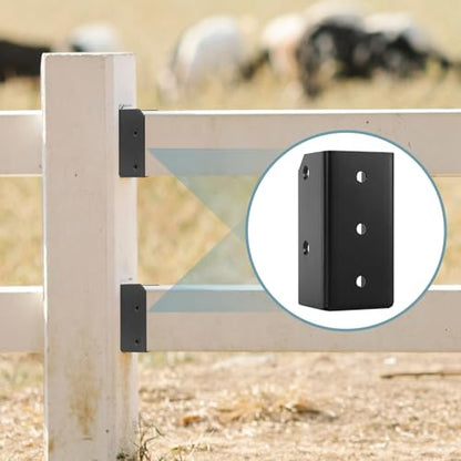 Deck Railing Brackets Connectors, 2x4 Brackets (Actual 1.5"x3.5") for Fence Railing Handrail Stair Wood Lumber Post with Screws, Black (Parallel,12 Pcs)