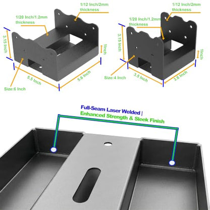 Eurydice 4x4 Deck Post Base Anchor Brackets Inner 3.6"x3.6",6PC Heavy Duty - size: 4 IN-6PC