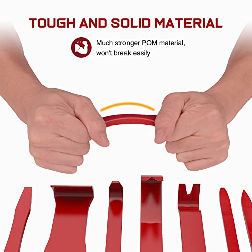 Nilight 8pcs Auto Trim Removal Tool Set No-Scratch - color: Red, size: 8Pcs