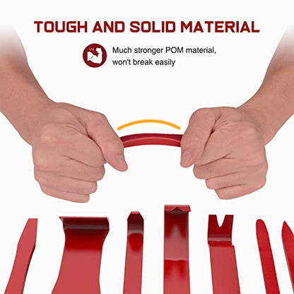 Nilight 8pcs Auto Trim Removal Tool Set No-Scratch - color: Red, size: 8Pcs