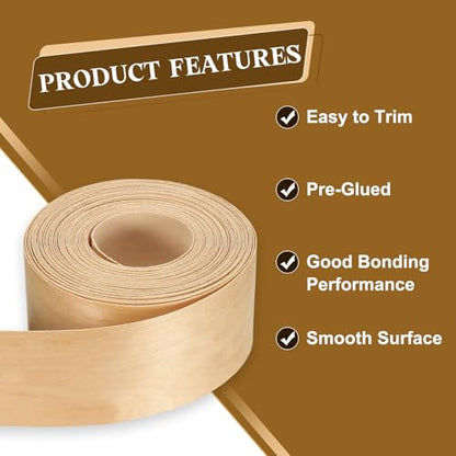 uxcell 5/8 Inch x 26ft Wood Veneer Edge Banding, Pre-Glued Flexible Birch Edging Strips, Iron on with Hot Melt Adhesive Wood Tape for Cabinet Repair and Furniture Restoration - size: 5/8 Inch x 26ft