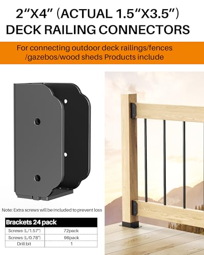 201 Stainless Steel Deck Railing Connector for 2"x4"(Actual 1.5"x3.5") - size: Angle 90°