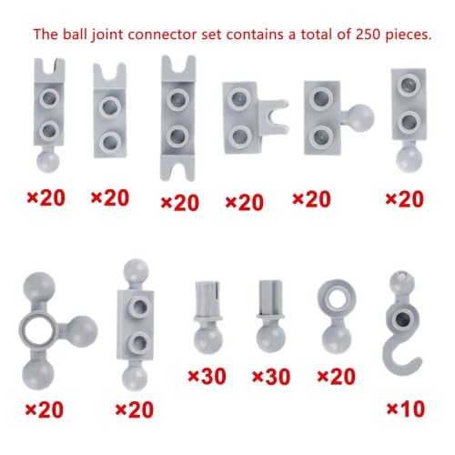 Plate 1x2 Ball Joints Socket - 250pcs Connector Accessories Classic Bricks - color: Light Gray