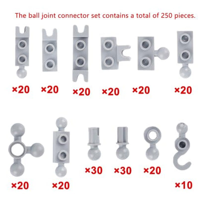 Plate 1x2 Ball Joints Socket - 250pcs Connector Accessories Classic Bricks - color: Light Gray